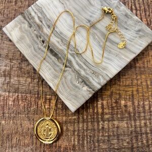 St. Benedict Rotating Medallion 16” Necklace 18K Gold Plated Tarnish Free